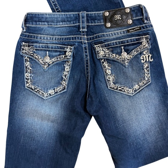Miss Me Denim - Miss Me JP5521B Bootcut Jeans Dark Wash Embellished Pockets Womens 28 Low Rise